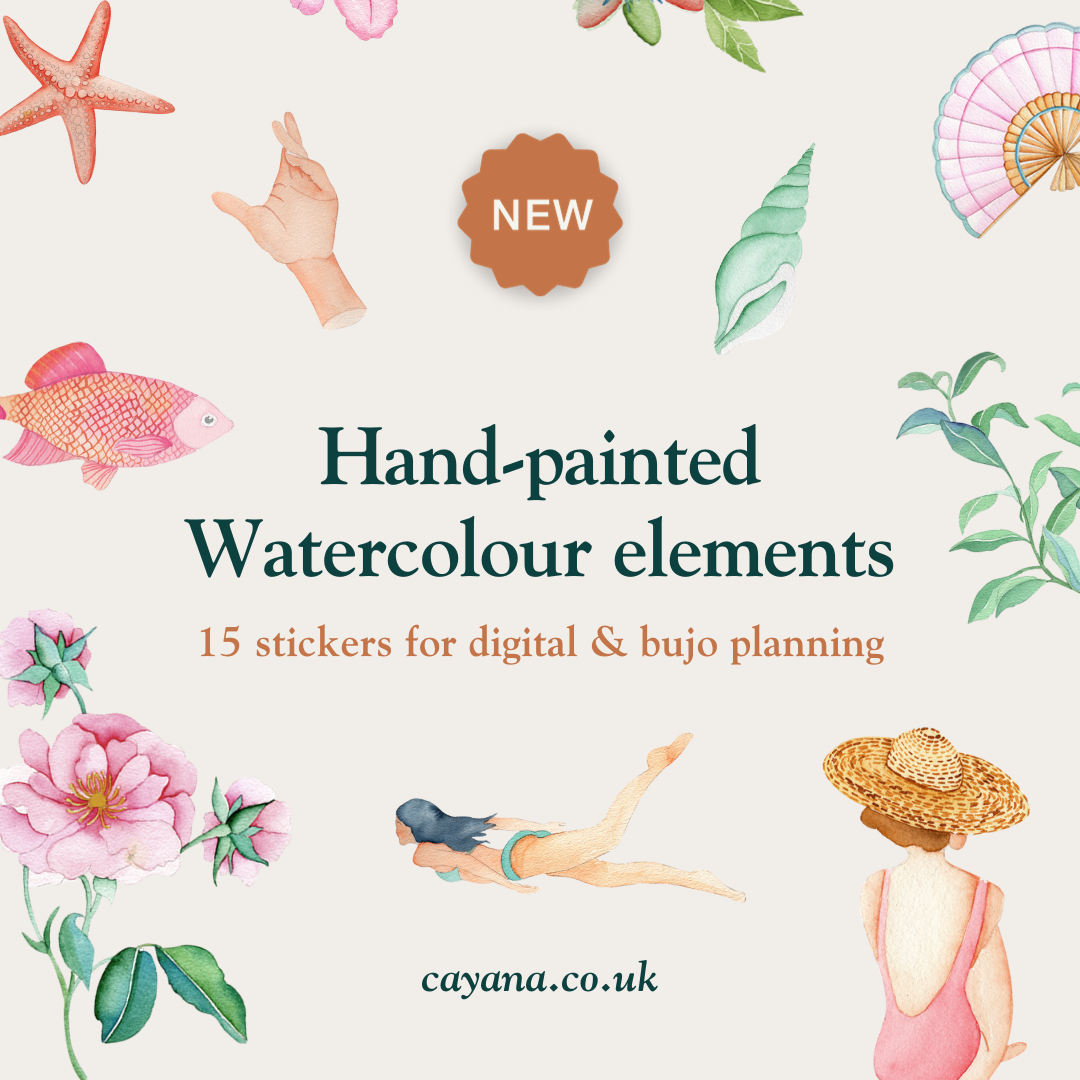 Hand-painted surrealist watercolour elements